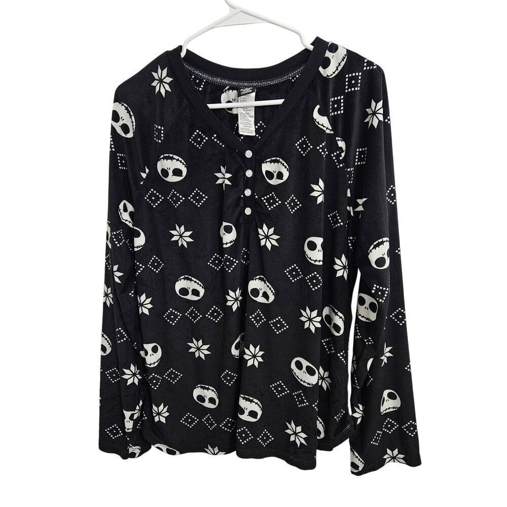 Nightmare Before Christmas Women's Pajama Fleece Long Sleeve Top. Size 2x